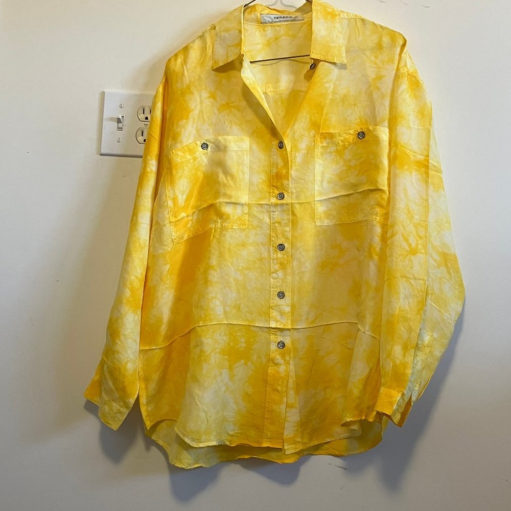 Spark  tie dye women's silk blouse size M